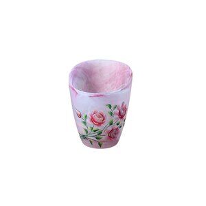 Handcrafted Pink Swirl Vase With Hand-Painted Rose Design